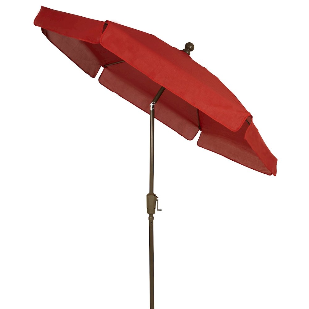 7.5' Hex Garden Tilt Umbrella 6 Rib Crank In Red Vinyl Coated Weave. Picture 1