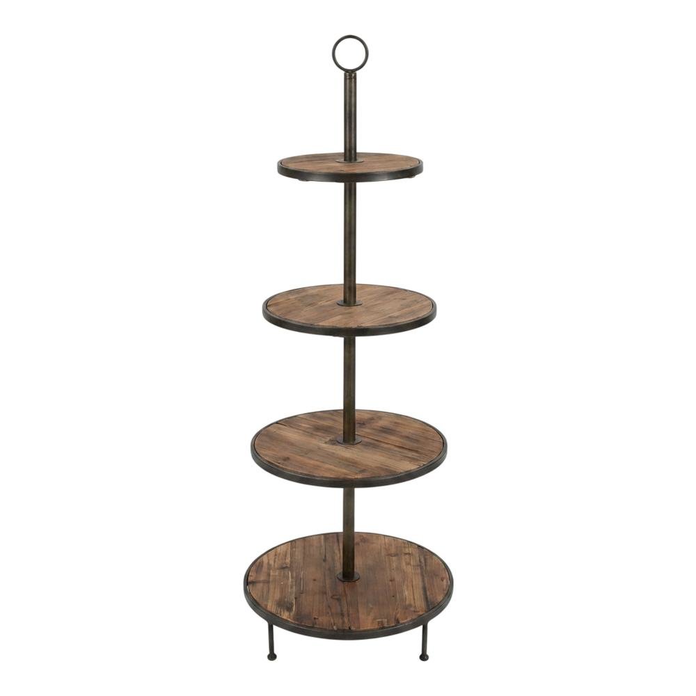 Four Tiered Recycled Wood And Metal Display Tower. Picture 1