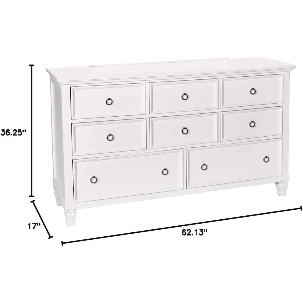 Furniture Tamarack Solid Wood 8-Drawer Dresser in White. Picture 3