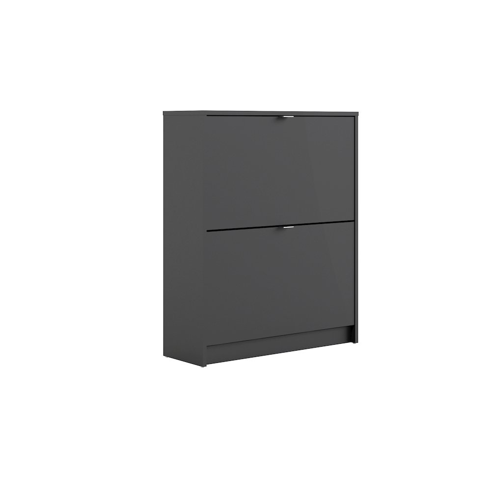 Bright 2 Drawer Shoe Cabinet, Black Matte. Picture 1