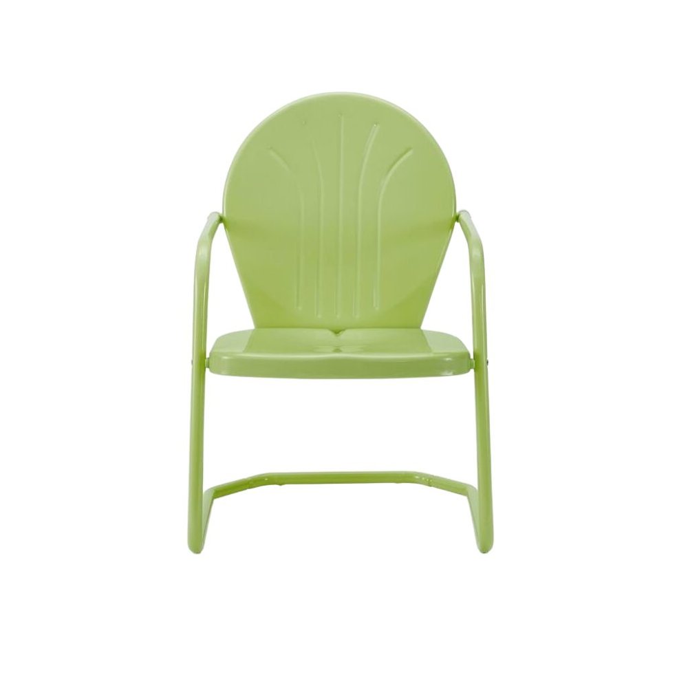 Key Lime Green Metal Patio Chair with Gloss Finish – Decorative Retro Style. Picture 1
