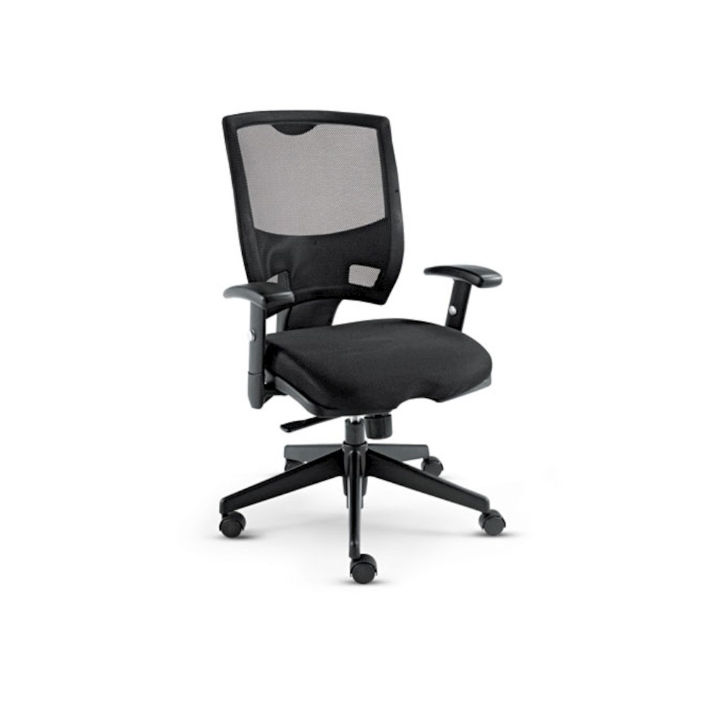 Alera Epoch Series Fabric Mesh Multifunction Chair, Supports Up to 275 lb, 17.63" to 22.44" Seat Height, Black. Picture 1