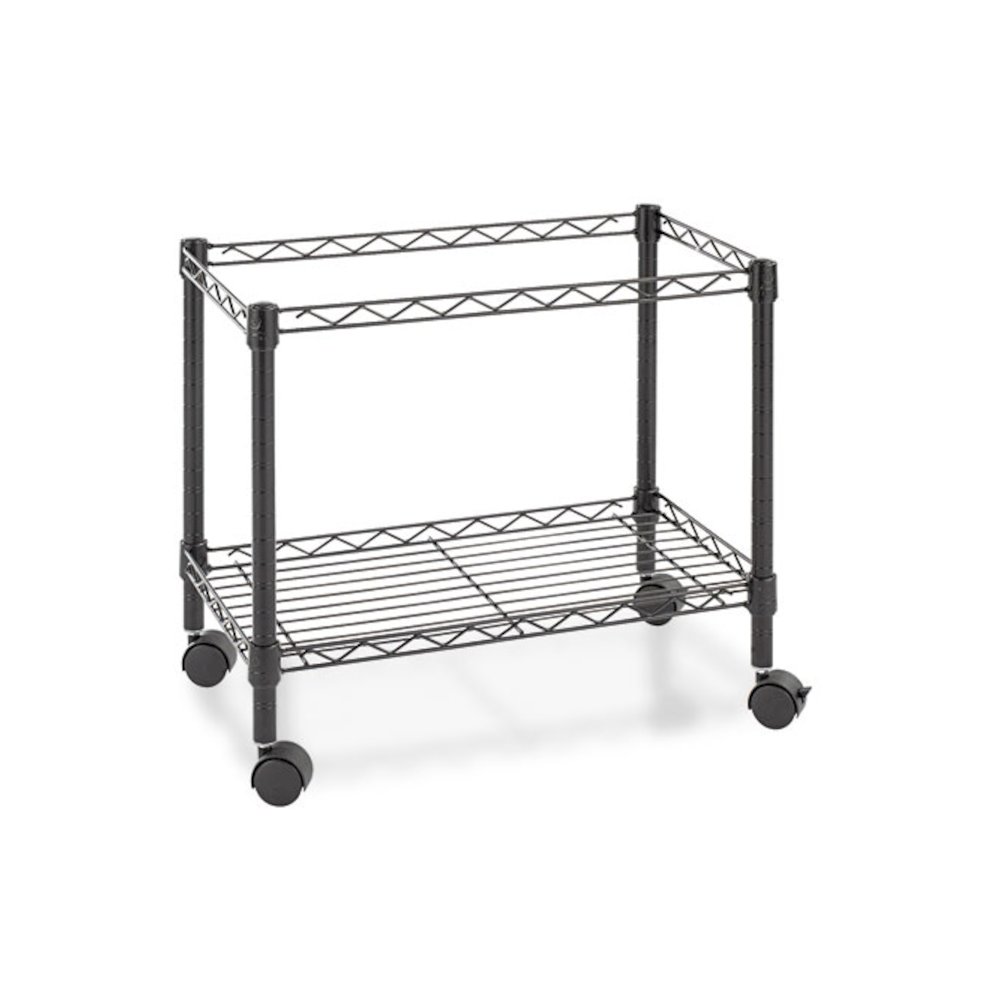 One-Tier File Cart for Side-to-Side Filing, Metal, 1 Shelf, 1 Bin, 24" x 14" x 21", Black. Picture 1
