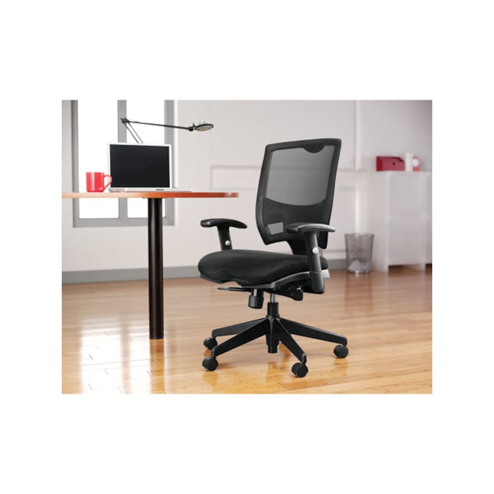 Alera Epoch Series Fabric Mesh Multifunction Chair, Supports Up to 275 lb, 17.63" to 22.44" Seat Height, Black. Picture 7