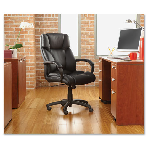 Alera Fraze Series Executive High-Back Swivel/Tilt Bonded Leather Chair, Supports 275 lb, 17.71" to 21.65" Seat Height, Black. Picture 2