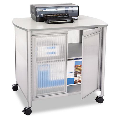 Impromptu Deluxe Machine Stand with Doors, Engineered Wood, 3 Shelves, 34.75" x 25.5" x 30.75", Gray. Picture 3