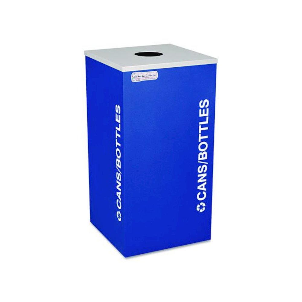 Kaleidoscope Collection Bottle/Can Recycling Receptacle, 24 gal, Steel, Royal Blue. Picture 1