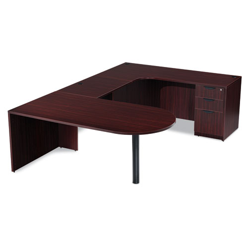 Alera Valencia Series D-Top Desk, 71" x 35.5" x 29.63", Mahogany. Picture 5