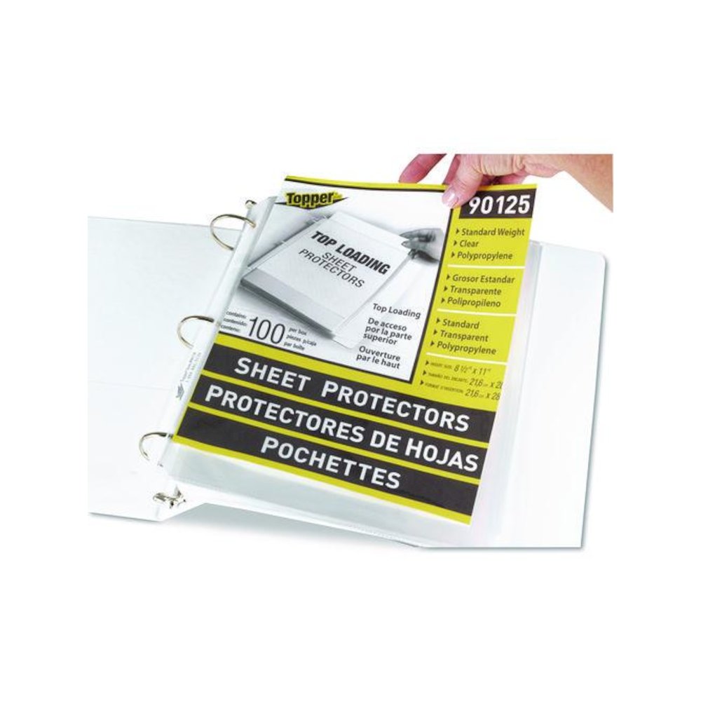 Polypropylene Sheet Protectors, Medium-Duty, Side: 3-Hole Punched, Top Load 8.5 x 11 Insert, Clear Front, 100/Box. Picture 2