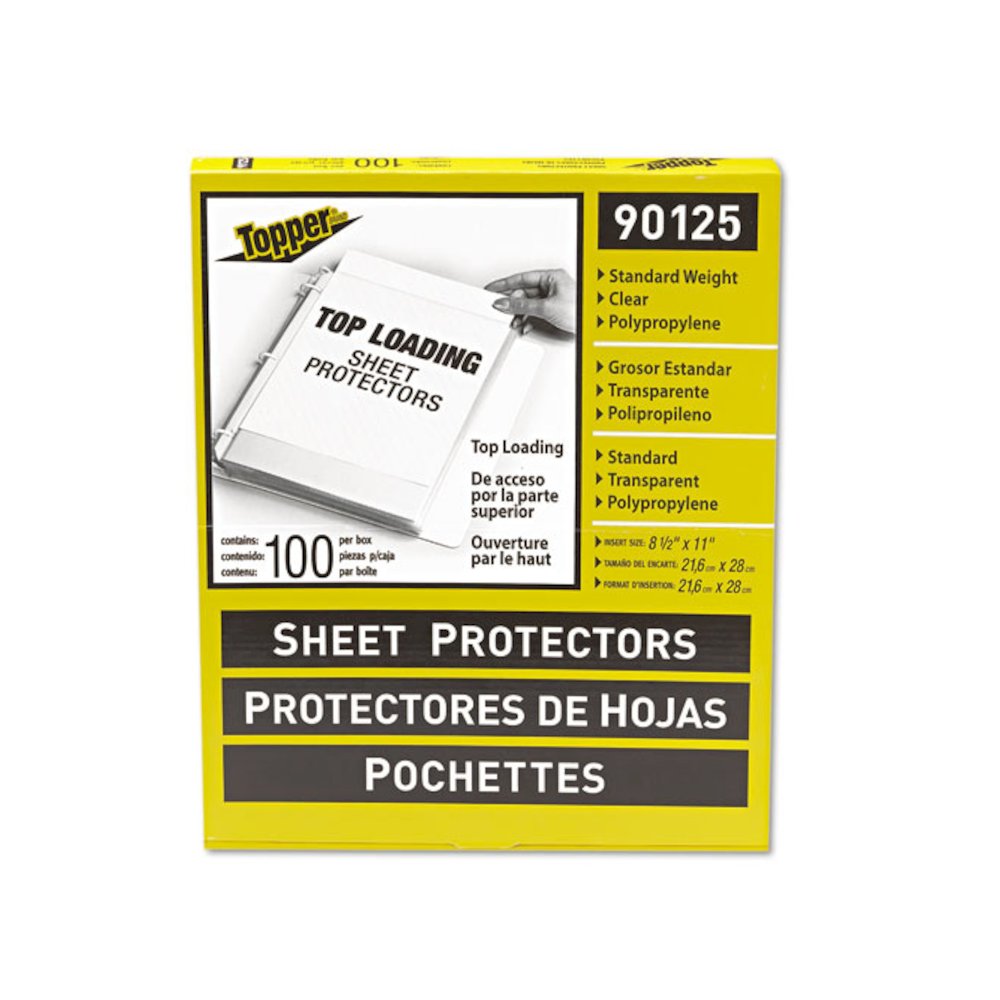 Polypropylene Sheet Protectors, Medium-Duty, Side: 3-Hole Punched, Top Load 8.5 x 11 Insert, Clear Front, 100/Box. Picture 1