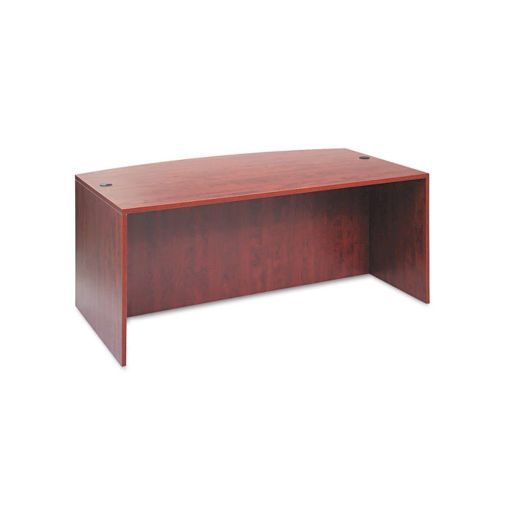 Alera Valencia Series Bow Front Desk Shell, 71" x 41.38" x 29.63", Medium Cherry. Picture 1