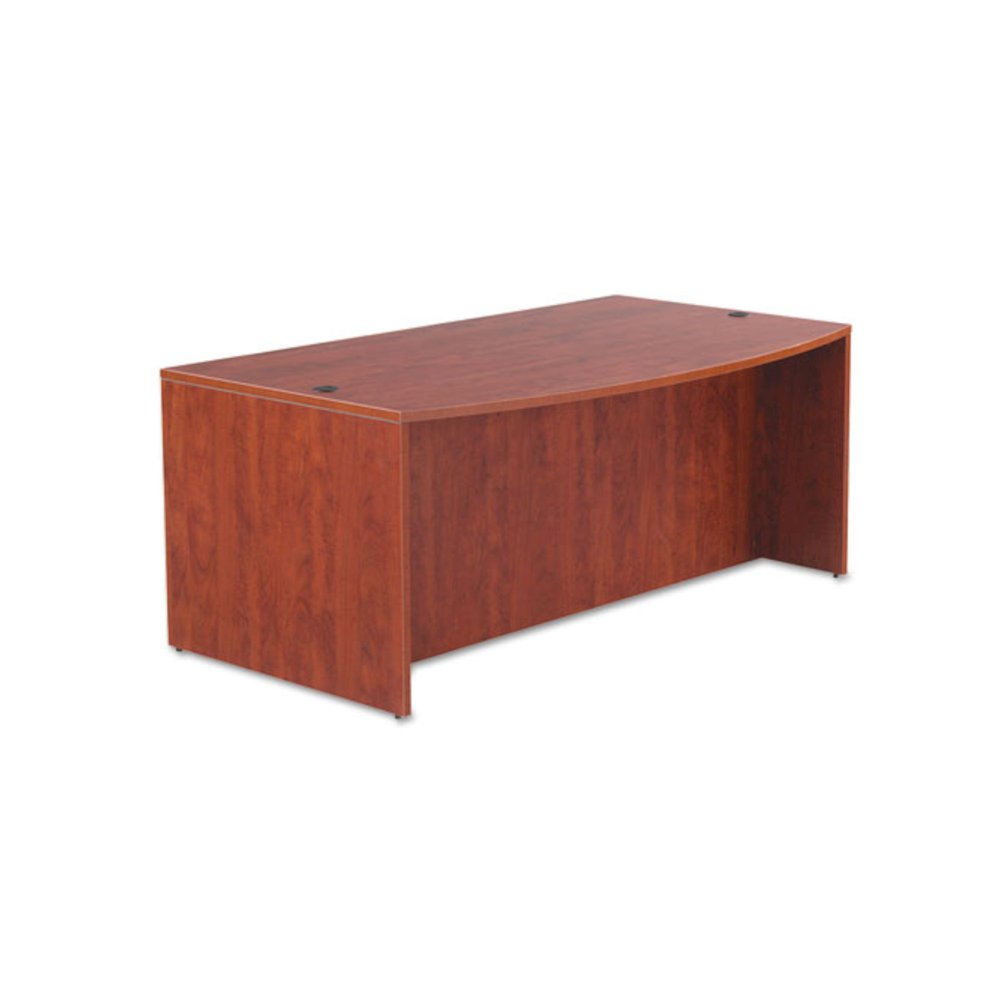 Alera Valencia Series Bow Front Desk Shell, 71" x 41.38" x 29.63", Medium Cherry. Picture 2