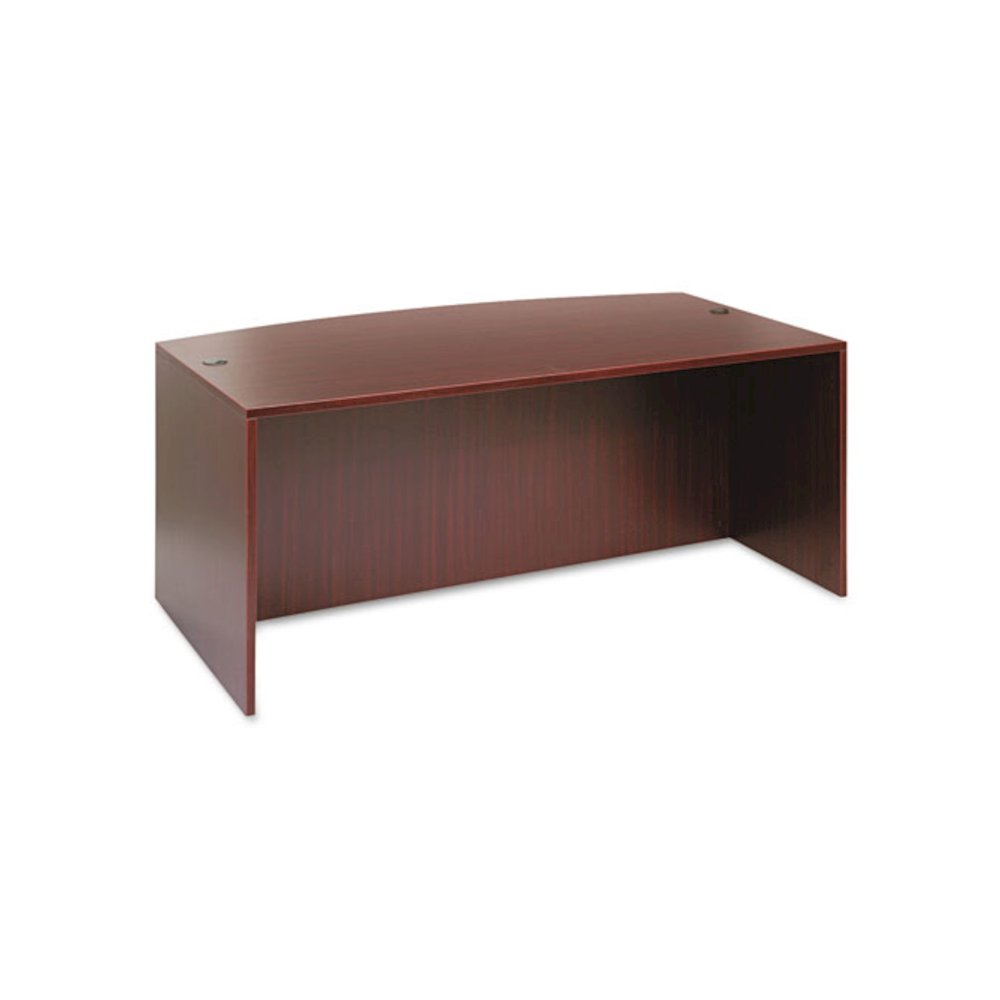 Alera Valencia Series Bow Front Desk Shell, 71" x 41.38" x 29.63", Mahogany. Picture 1