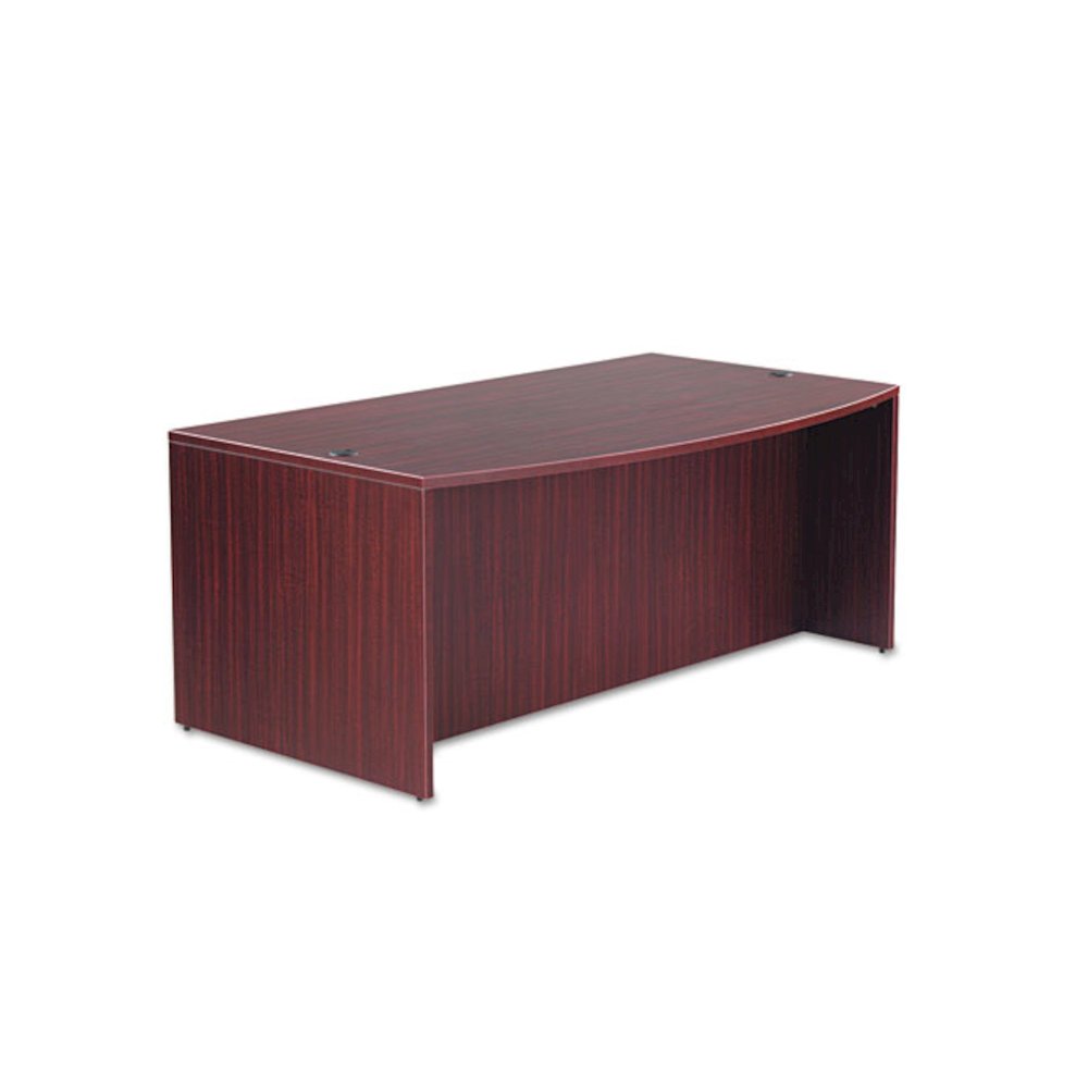 Alera Valencia Series Bow Front Desk Shell, 71" x 41.38" x 29.63", Mahogany. Picture 2