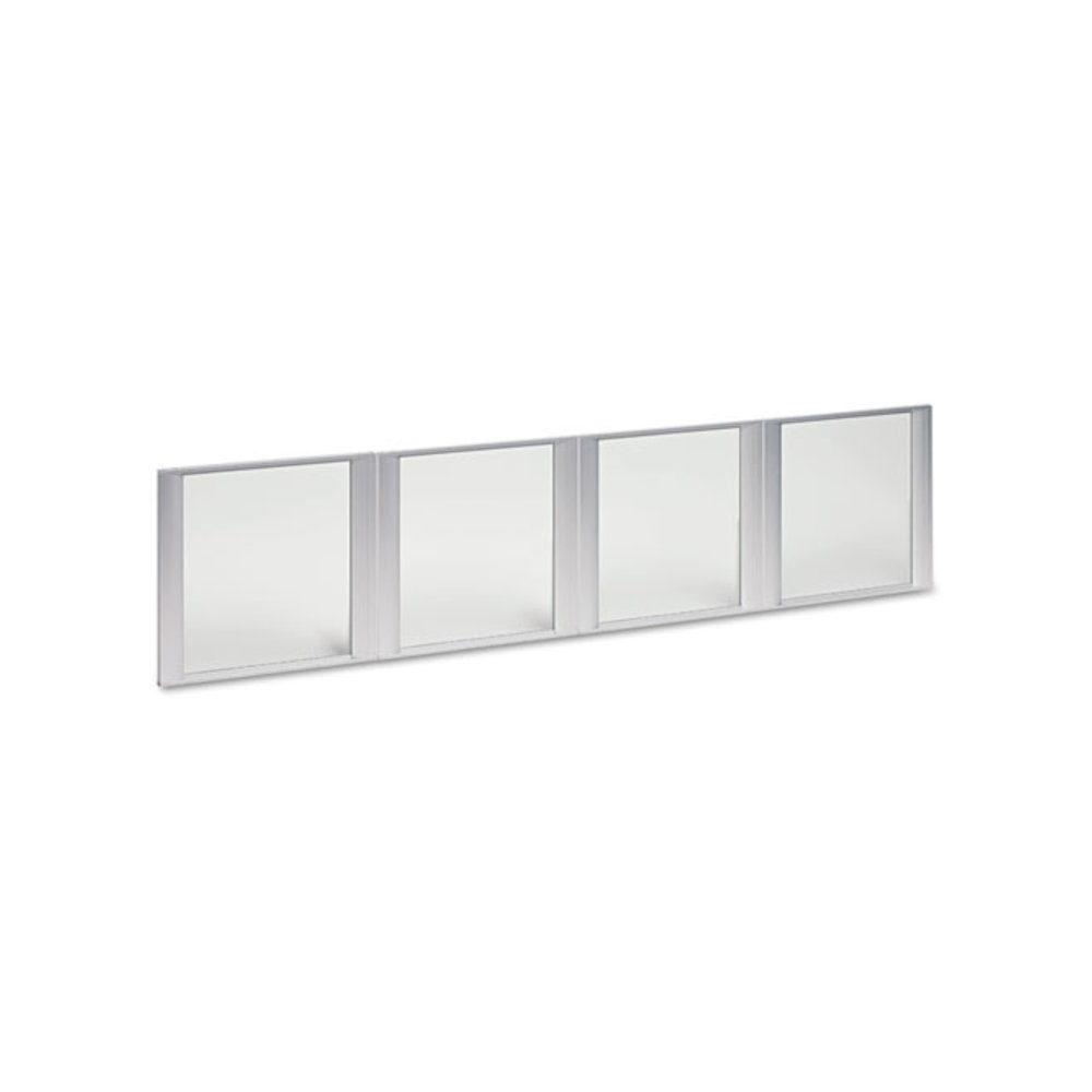 Glass Door Set With Silver Frame For 72" Wide Hutch, 17w x 16h, Clear, 4 Doors/Set. Picture 1