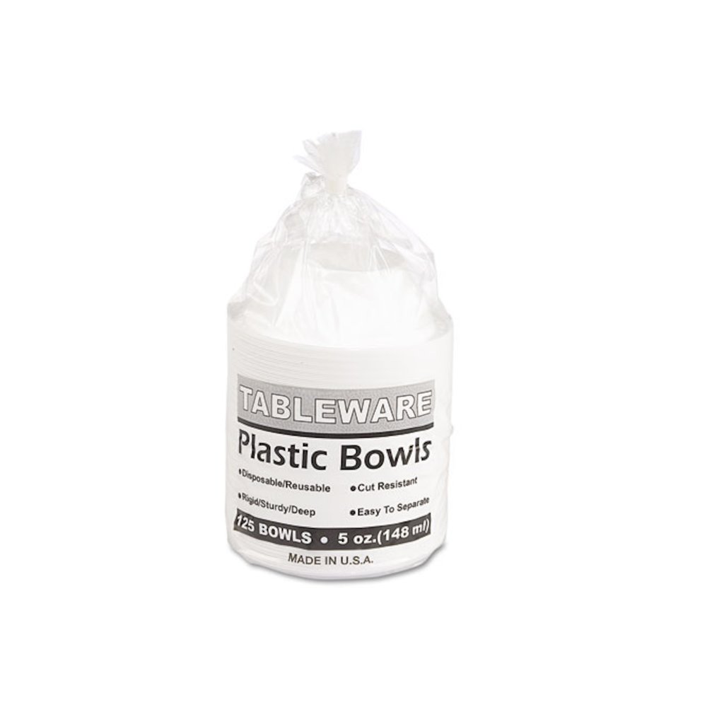 Plastic Dinnerware, Bowl, 5 oz, White, 125/Pack. Picture 3