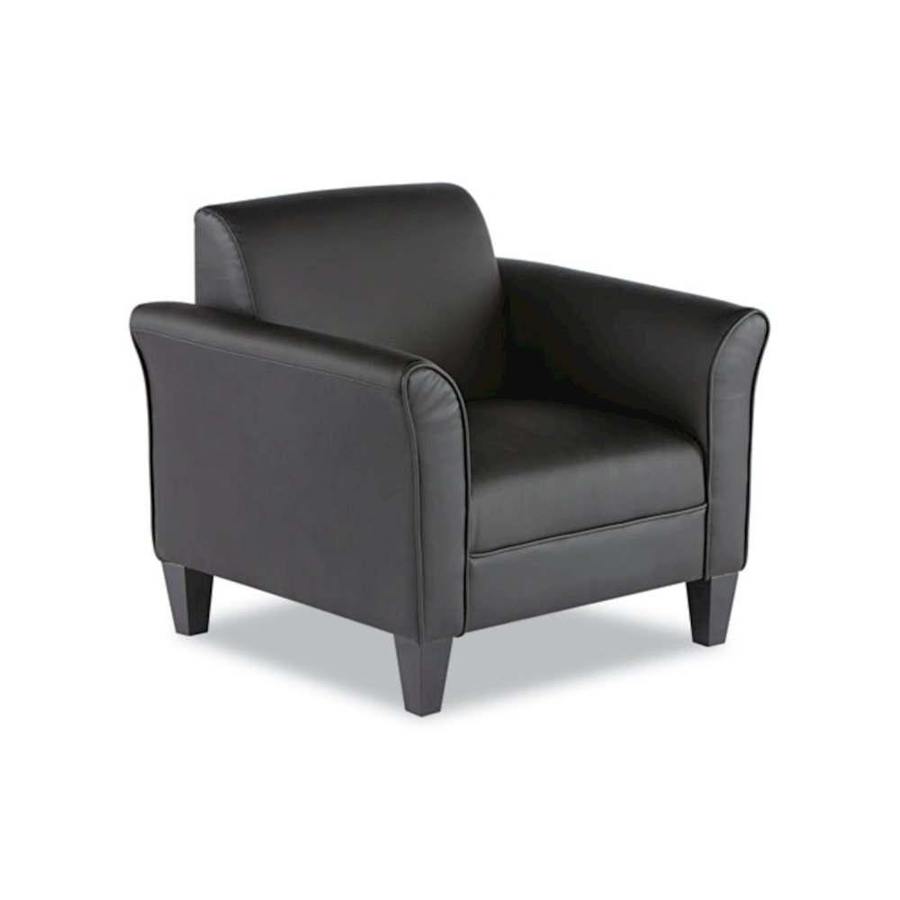 Alera Reception Lounge Sofa Series Club Chair, 35.43" x 30.7" x 32.28", Black Seat, Black Back, Black Base. Picture 1