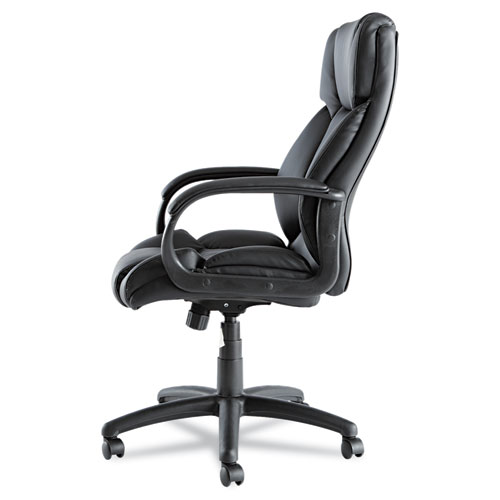 Alera Fraze Series Executive High-Back Swivel/Tilt Bonded Leather Chair, Supports 275 lb, 17.71" to 21.65" Seat Height, Black. Picture 6