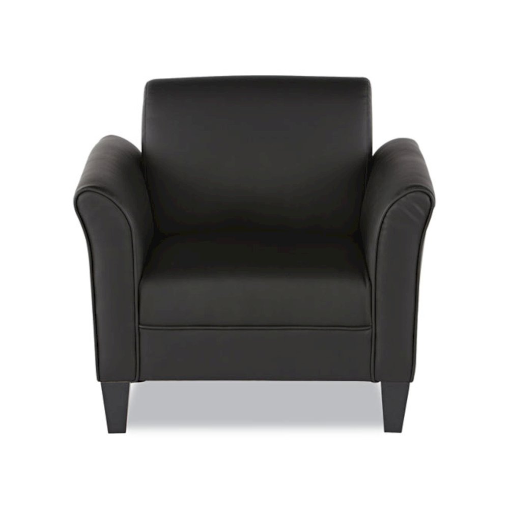 Alera Reception Lounge Sofa Series Club Chair, 35.43" x 30.7" x 32.28", Black Seat, Black Back, Black Base. Picture 2