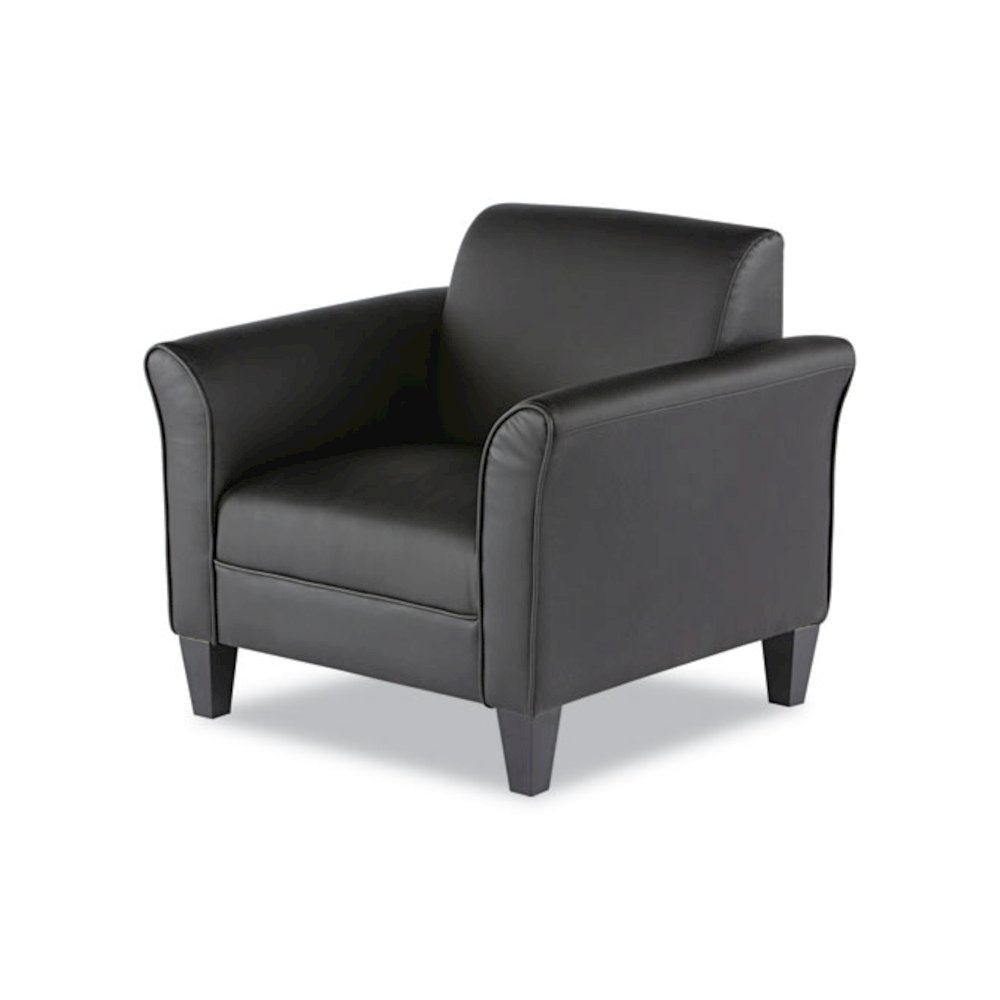Alera Reception Lounge Sofa Series Club Chair, 35.43" x 30.7" x 32.28", Black Seat, Black Back, Black Base. Picture 3