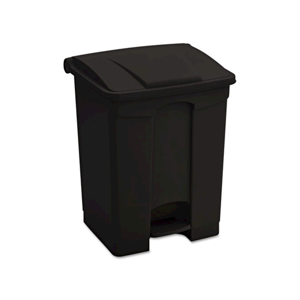 Large Capacity Plastic Step-On Receptacle, 17 gal, Plastic, Black. Picture 1