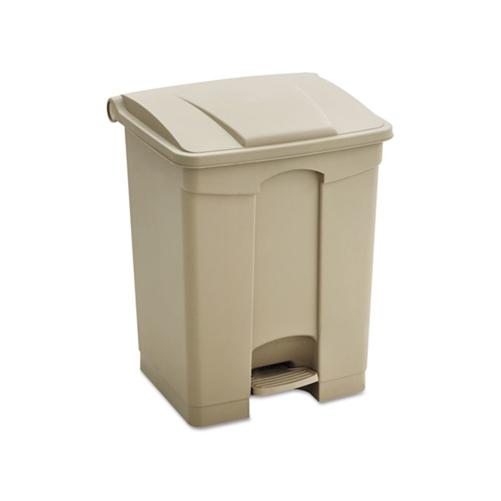 Large Capacity Plastic Step-On Receptacle, 23 gal, Plastic, Tan. Picture 1