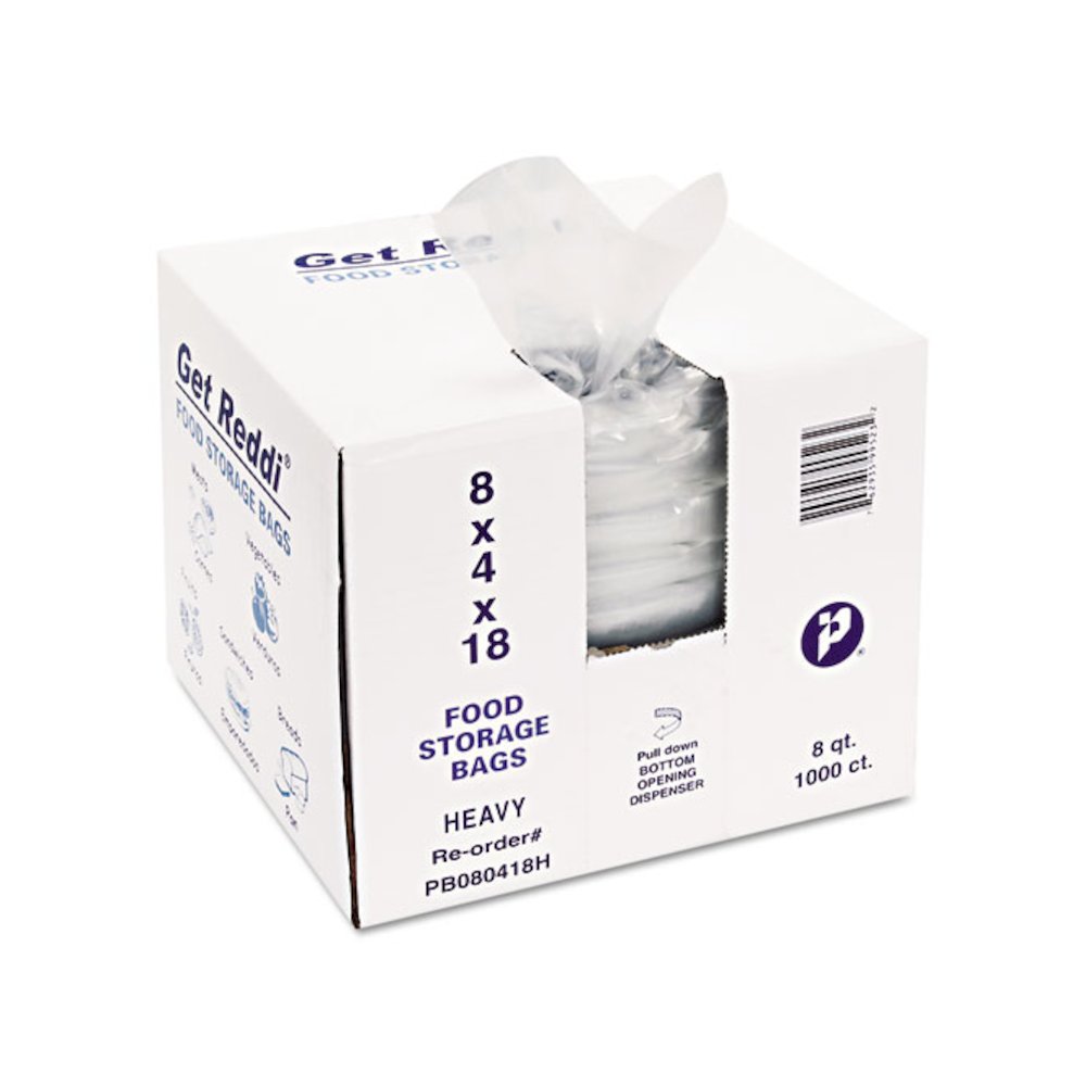 Food Bags, 2-Gallon, 8" x 4" x 18", Clear, 1,000/Carton. Picture 1