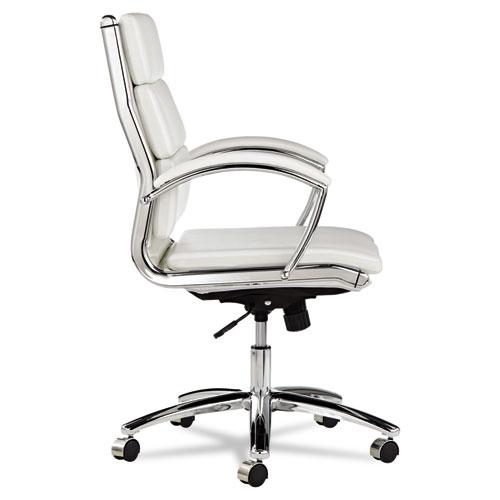 Alera Neratoli Mid-Back Slim Profile Chair, Faux Leather, Up to 275 lb, 18.3" to 21.85" Seat Height, White Seat/Back, Chrome. Picture 2