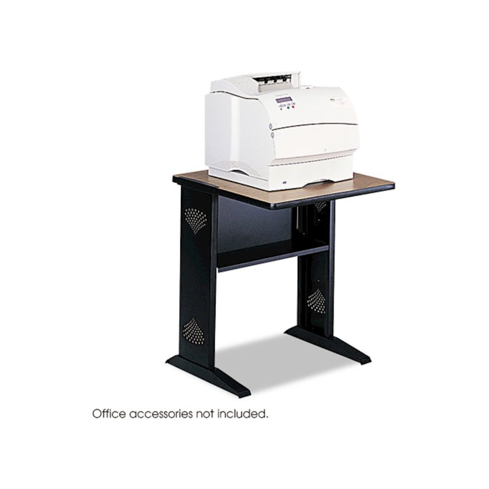 Fax/Printer Stand with Reversible Top, Metal, 1 Shelf, 23.5" x 28" x 30", Medium Oak/Black. Picture 1