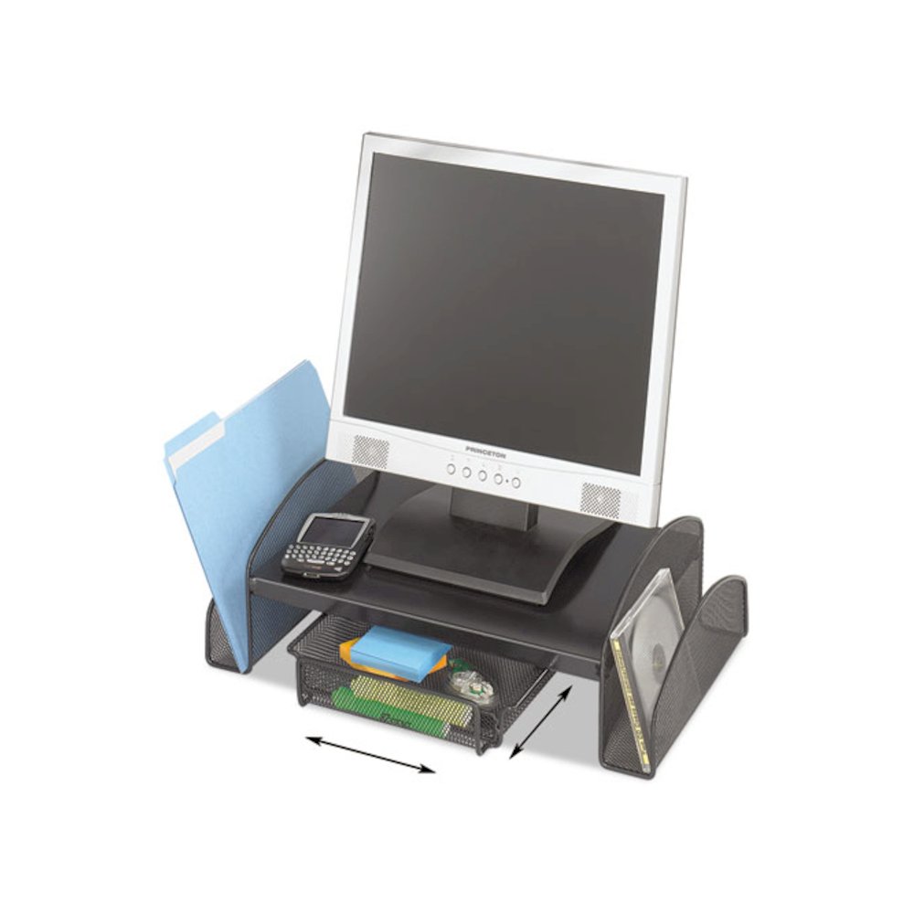 Onyx Mesh Monitor Stand, 19.25" x 11.25" x 6.25", Black. Picture 2