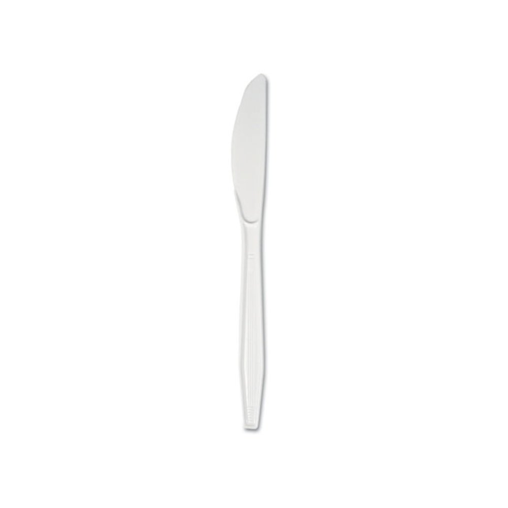 Mediumweight Polystyrene Cutlery, Knife, Plastic, White, 100/Box, 10 Boxes/Carton. Picture 2
