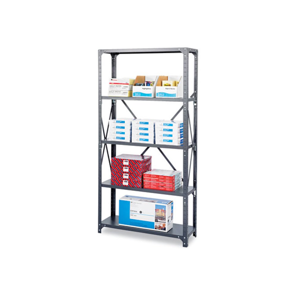 Commercial Steel Shelving Unit, Five-Shelf, 36w x 24d x 75h, Dark Gray. Picture 3