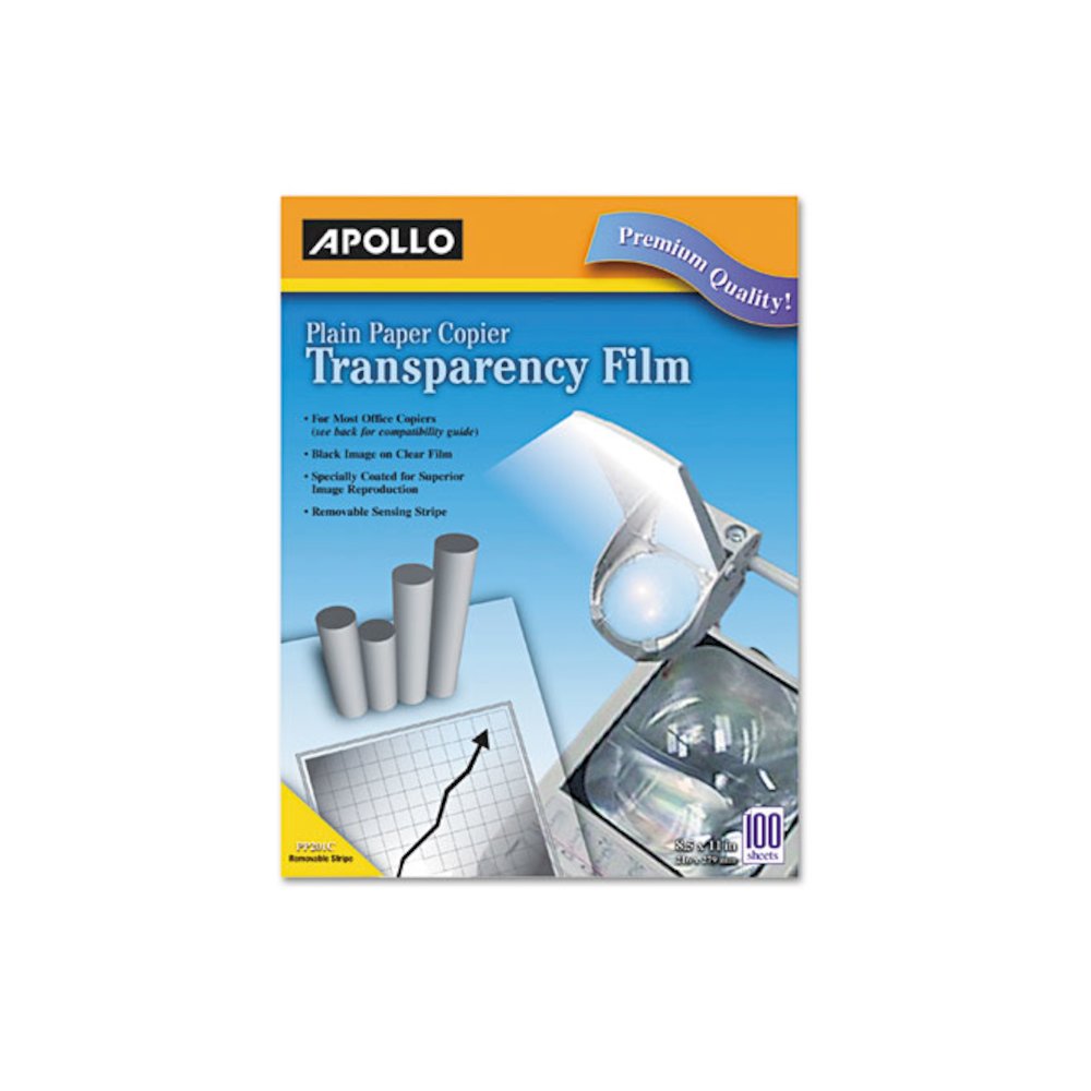 Plain Paper Laser Transparency Film with Handling Strip, 8.5 x 11, Black on Clear, 100/Box. Picture 1