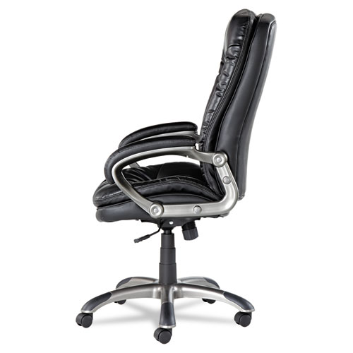 Executive Swivel/Tilt Bonded Leather High-Back Chair, Supports Up to 250 lb, 18.50" to 21.65" Seat Height, Black. Picture 4