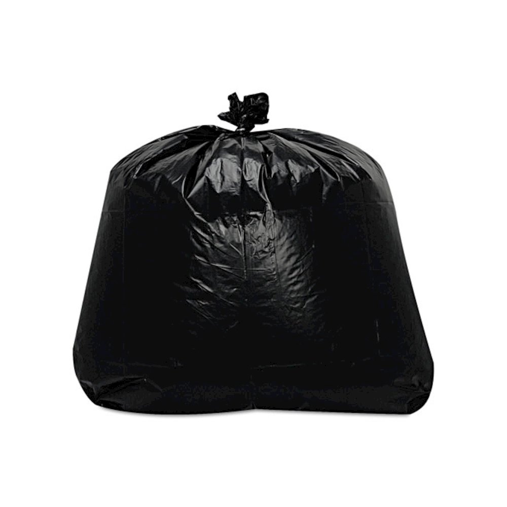 Low-Density Can Liners, 56 gal, 1.6 mil, 43" x 47", Black, Flat Pack, 100/Carton. Picture 1