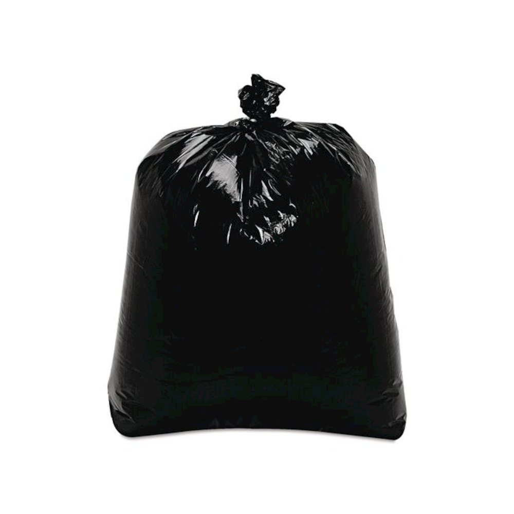 Low-Density Can Liners, 16 gal, 0.7 mil, 24" x 32", Black, Flat Pack, 500/Carton. Picture 1