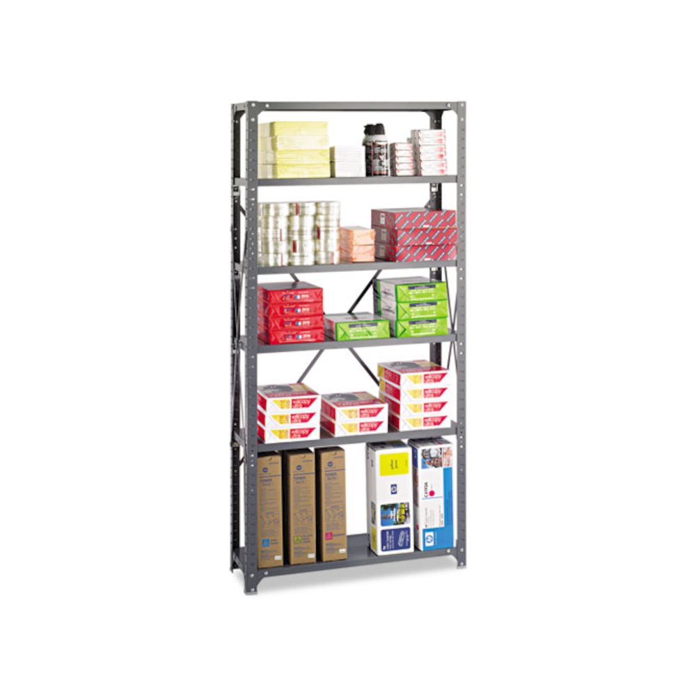 Commercial Steel Shelving Unit, Six-Shelf, 36w x 12d x 75h, Dark Gray. Picture 2