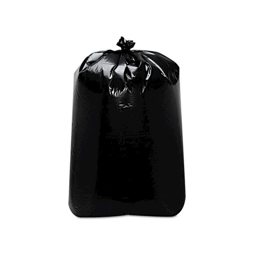 Low-Density Can Liners, 60 gal, 1.6 mil, 22" x 58", Black, Flat Pack, 100/Carton. Picture 1