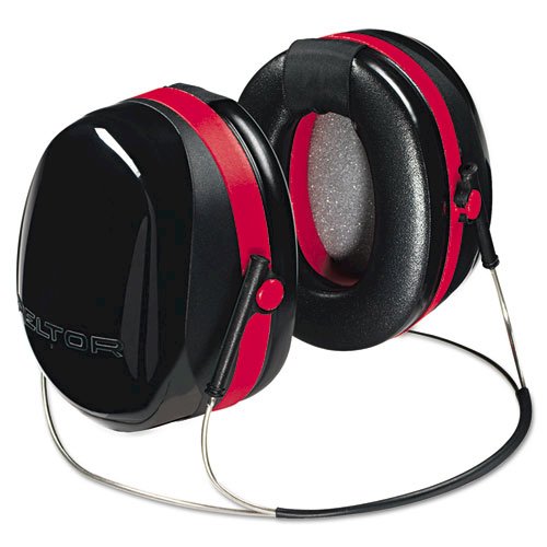 E-A-R Peltor OPTIME 105 Behind-The-Head Earmuffs, 29 dB NRR, Red/Black. Picture 1