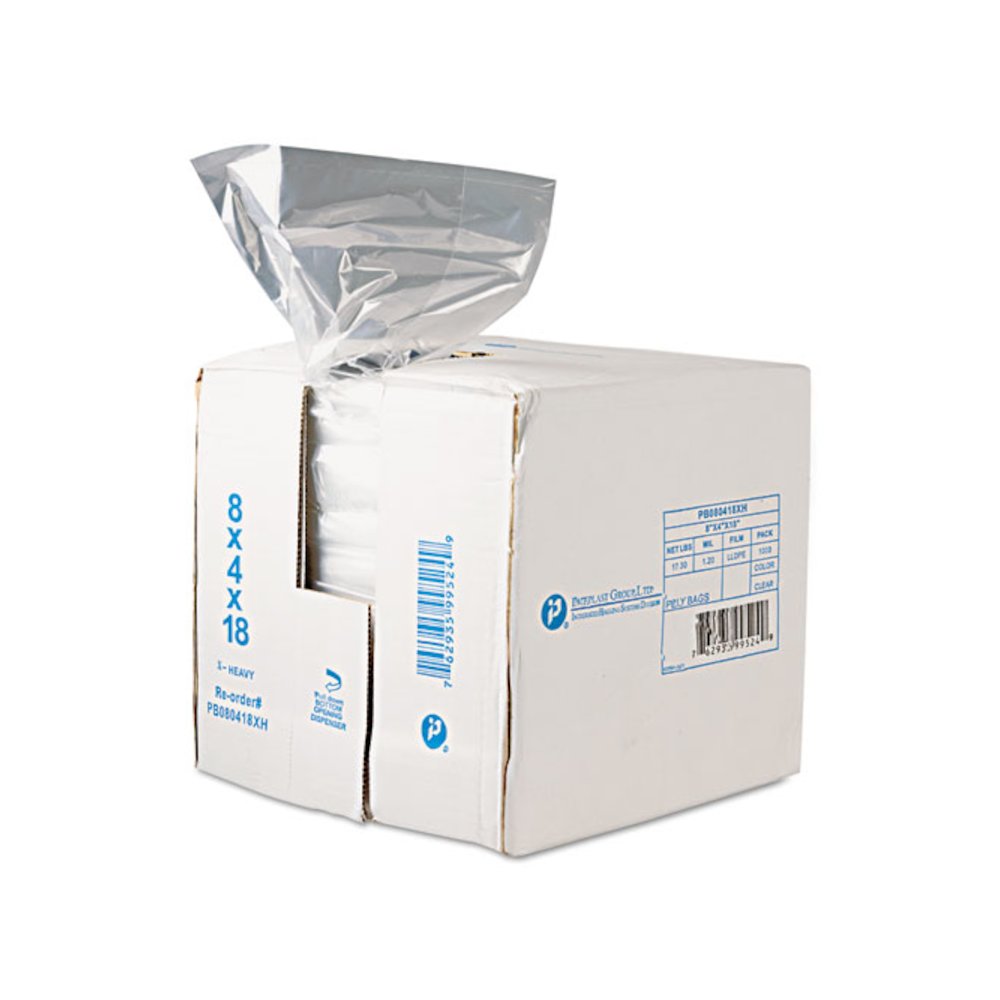 Food Bags, 2 gal, 8" x 4" x 18", Clear, 1,000/Carton. Picture 1