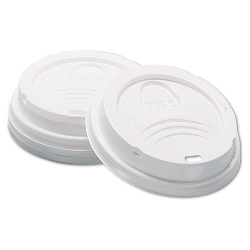 Dome Hot Drink Lids, Fits 8 oz Hot Cups, Plastic, White, 100/Sleeve, 10 Sleeves/Carton. Picture 1