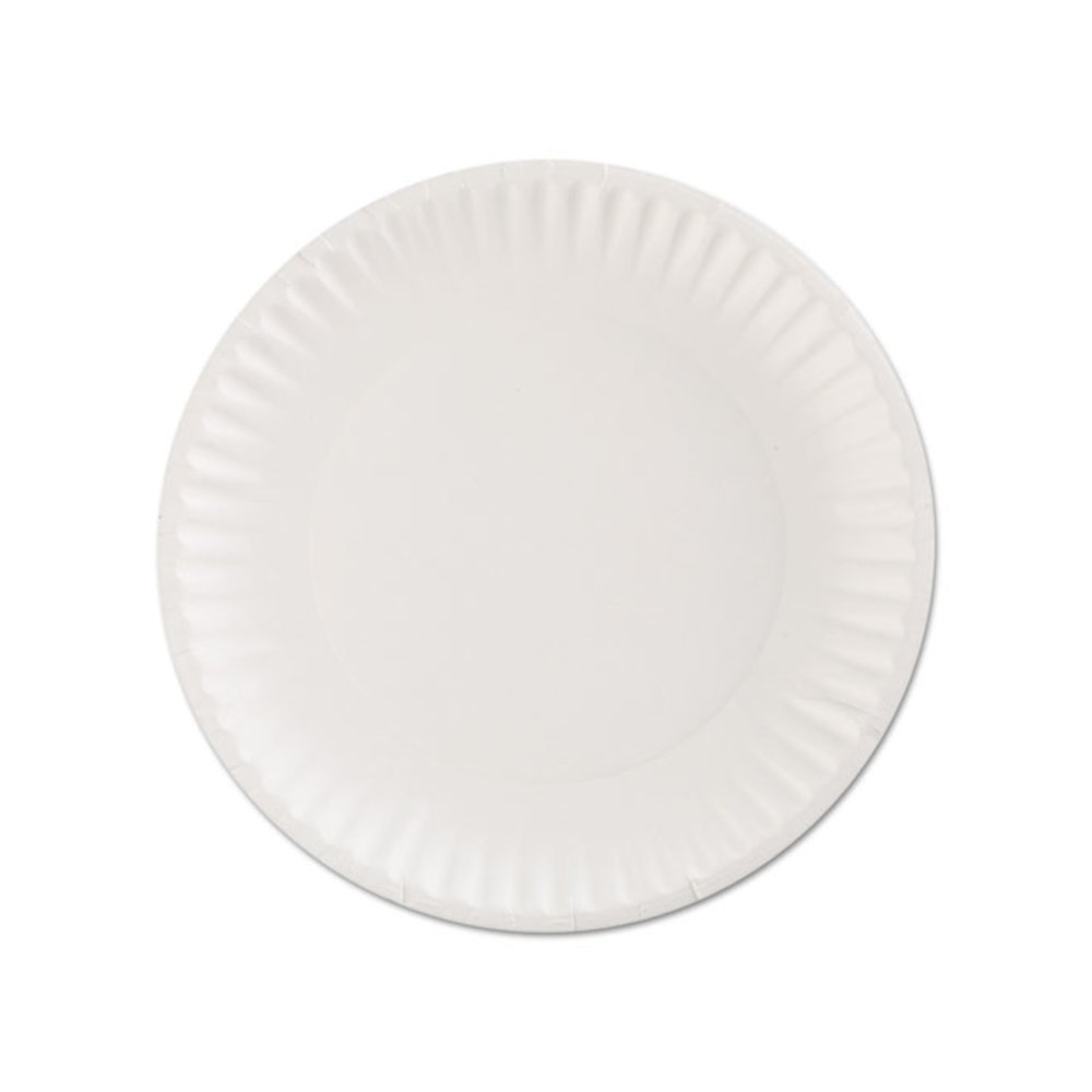 Paper Plates, 9" dia, White, 100/Pack, 12 Packs/Carton. Picture 3
