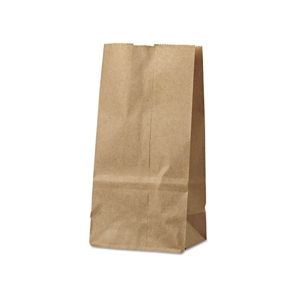 Grocery Paper Bags, 2# Size, 30# Basis Weight, 4.13" x 2.63" x 7.88", Kraft, 500/Bundle. Picture 1