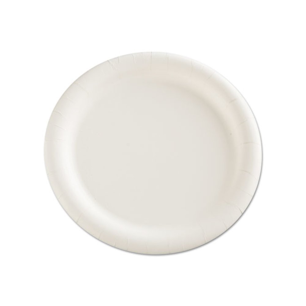 Premium Coated Paper Plates, 9" dia, White, 125/Pack, 4 Packs/Carton. Picture 2