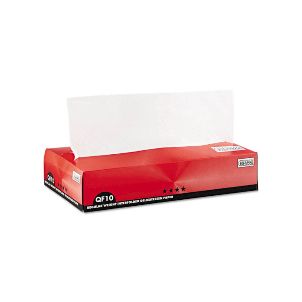QF10 Interfolded Dry Wax Deli Paper, 10 x 10.25, White,  500/Box, 12 Boxes/Carton. Picture 1