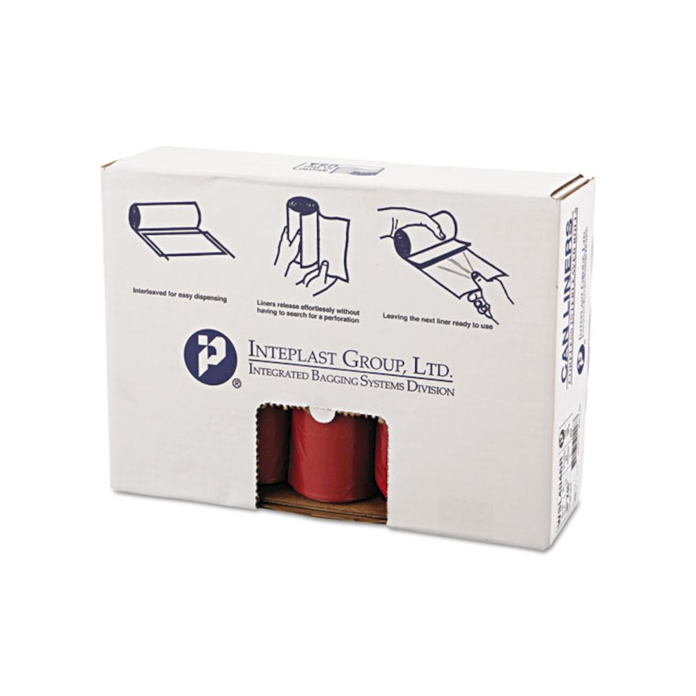 Low-Density Commercial Can Liners, Infectious Waste Biohazard, 45 gal, 1.3 mil, 40" x 46", Red, Interleaved, 20/RL, 5 RL/CT. Picture 1