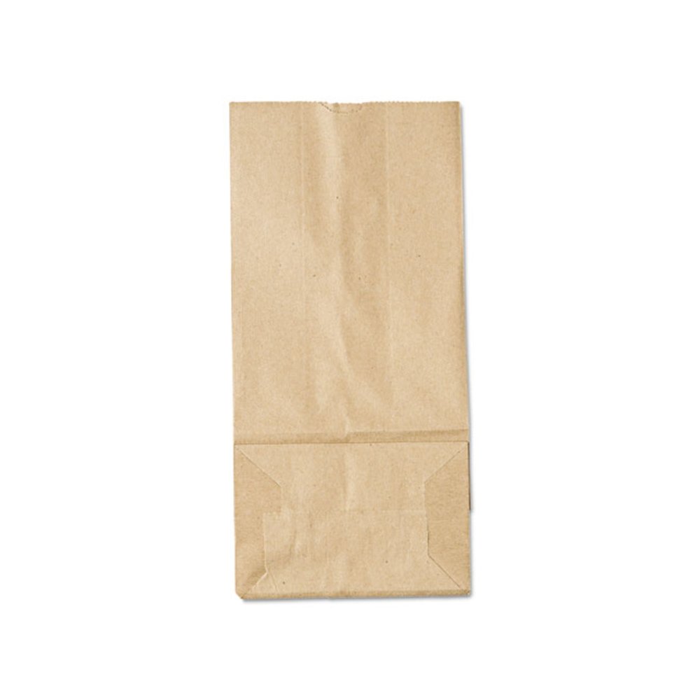 Grocery Paper Bags, 5# Size, 35# Basis Weight, 5.25" x 3.38" x 10.94", Kraft, 500/Bundle. Picture 1