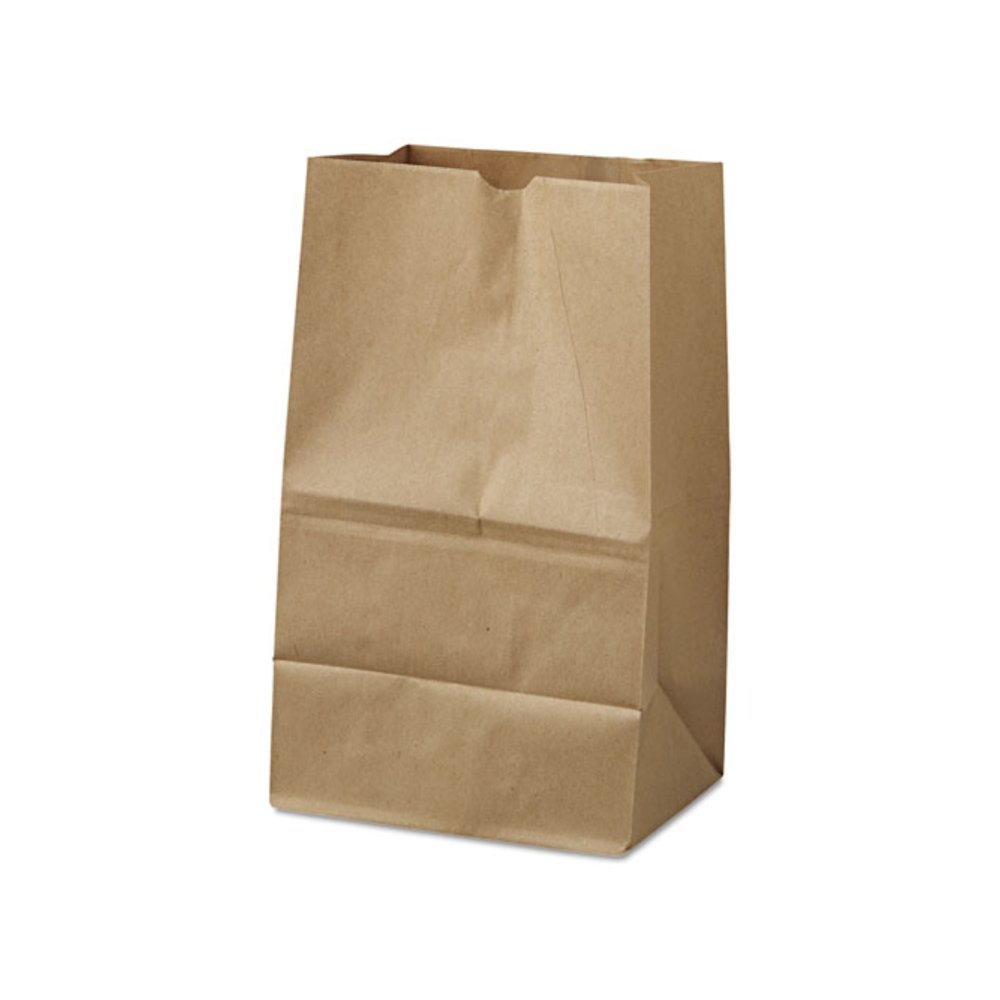Grocery Paper Bags, 20# Squat Size, 40# Basis Weight, 8.13" x 5.88" x 12.5", Kraft, 500/Bundle. Picture 1