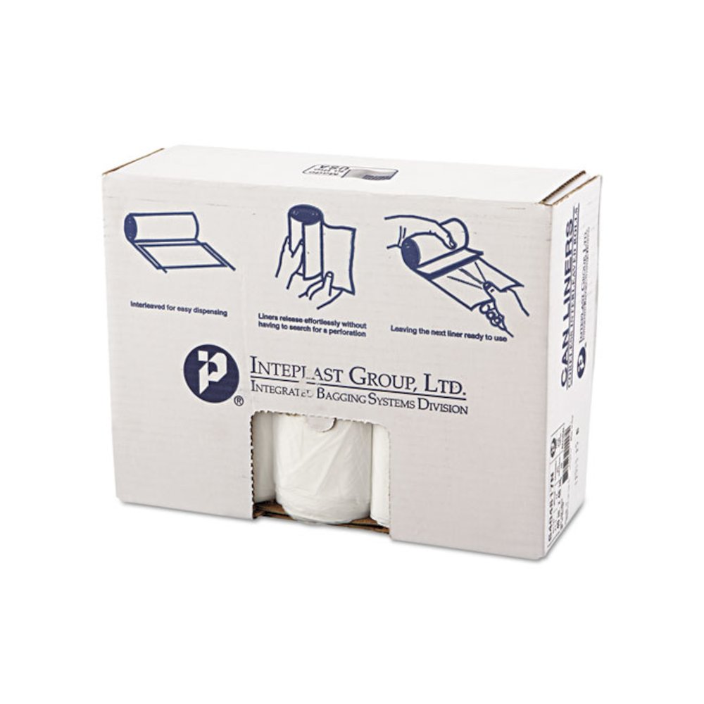 High-Density Commercial Can Liners, 45 gal, 17 mic, 40" x 48", Clear, Interleaved Roll, 25 Bags/Roll, 10 Rolls/Carton. Picture 1