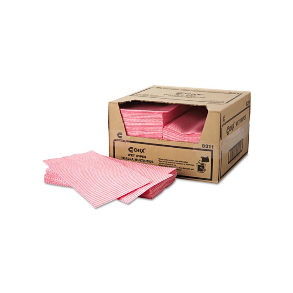 Wet Wipes, Stripe Design, 11.5 x 24, White/Pink, 200/Carton. Picture 1
